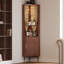 Armoire de bar de 70 po de hauteur avec rangement pour le vin, armoire de bar moderne Mid-Century avec porte-verre et lumières