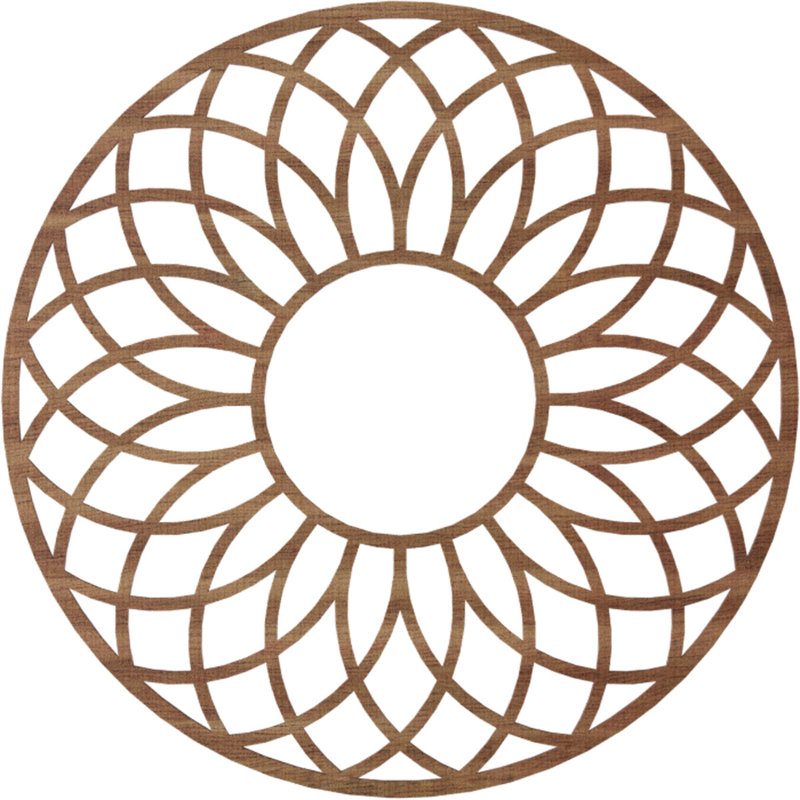 Médaillon de plafond en bois ajouré Cannes, Noyer, H 30 po x l 30 po x P 0,38 po