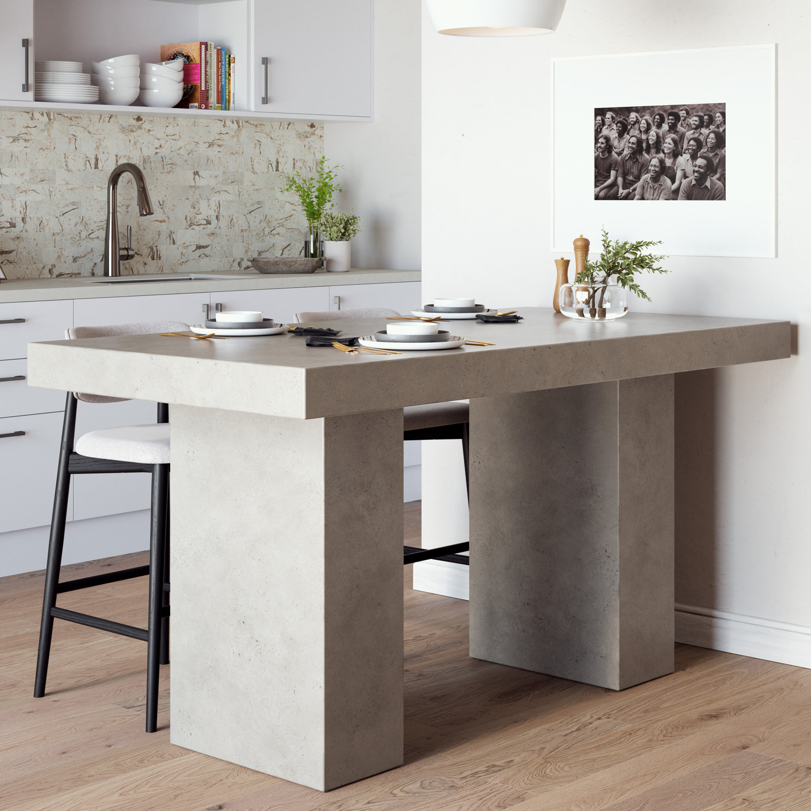 Kareen Dining Table, Dark Gray, Counter Table (36.25" Height), 70.75" L x 35.5" W