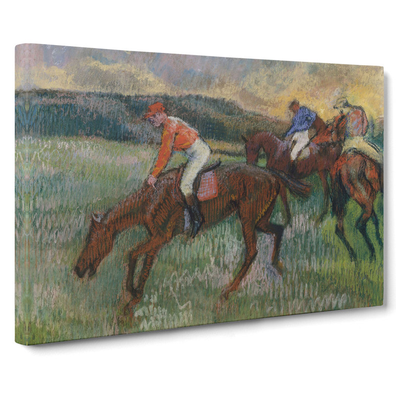Three Jockeys by Edgar Degas - Wrapped Canvas Painting, 50cm H x 76cm W x 3cm D