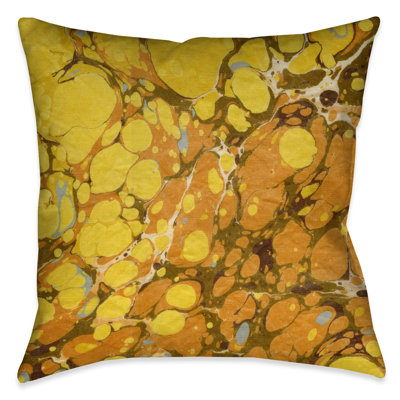 Graphic Print Golden Mustard Marble Pillow Cover & Insert