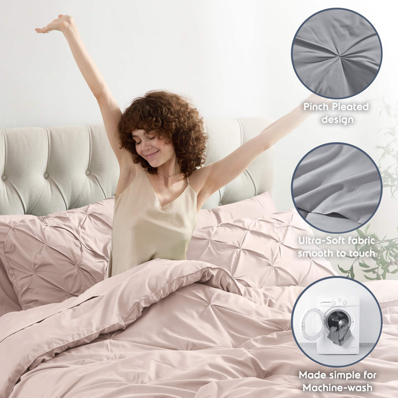 Peach Beige Full Microfiber 7-Piece Bed in a Bag Set