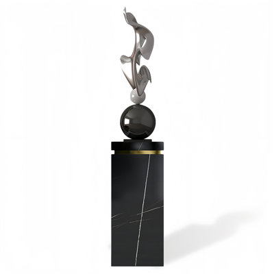 Silver+Black+White+Gold Free Form Glass Steel+Stainless Steel+Marble Decorative Object