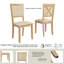 Ensemble de 2 chaises de salle à manger, siège rembourré, dossier en X, bois de ferme, chêne blond et tissu beige