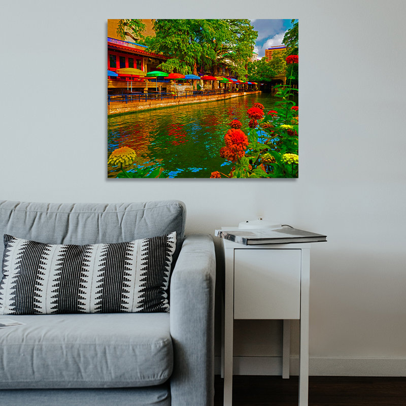 San Antonio Riverwalk, San Antonio, Texas - reproduction de photo sur toile tendue, H 20 po x l 24 po x P 1,5 po