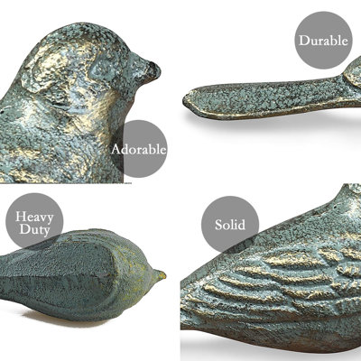 Butoir de porte oiseau en fonte rétro vintage (doré-vert antique)