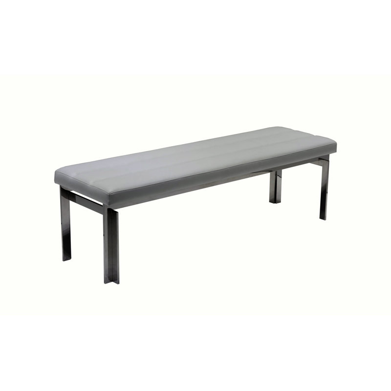 Banc en similicuir manderella, Gris clair