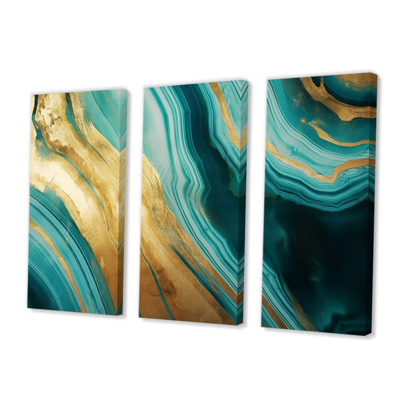 Jayceon - ensemble d'impression d'art mural en marbre, Toile tendue, H 40 po x l 60 po x P 1 po