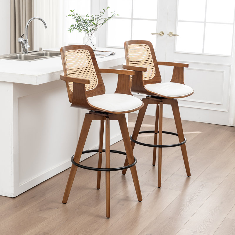 Tabouret de comptoir pivotant Clero, Beige, Tabouret de bar (siège d'une hauteur de 30 po)