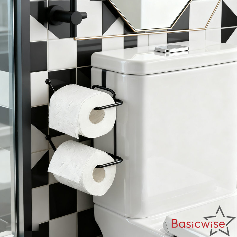 Tank Mount Toilet Paper Holder, Black
