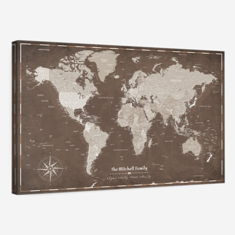 Carte du monde personnalisée, H 32 po x l 48 po, Oui