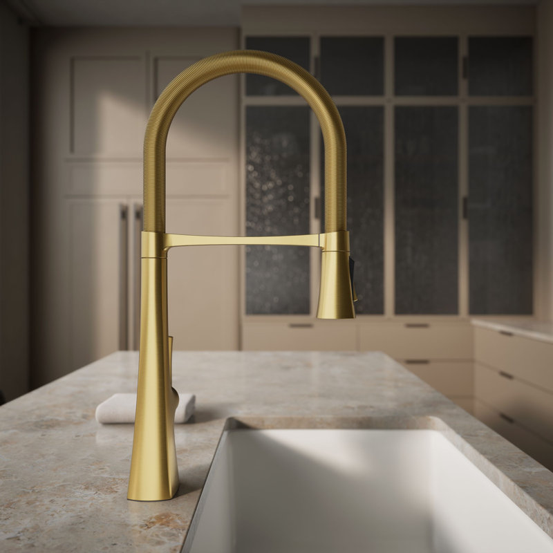 Graze Single-Handle Semi-Professional Kitchen Sink Faucet With 24-5/16-In Spout, Gold
