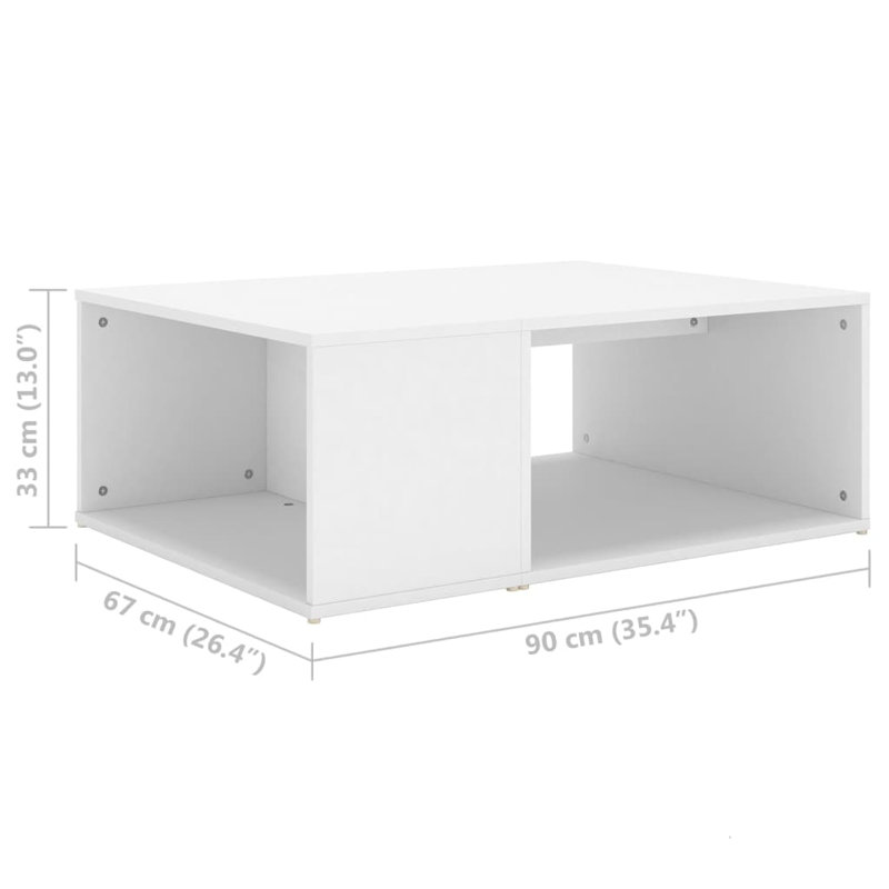 Table basse simple avec rangement en bois manufacturé Ampelius, Blanc