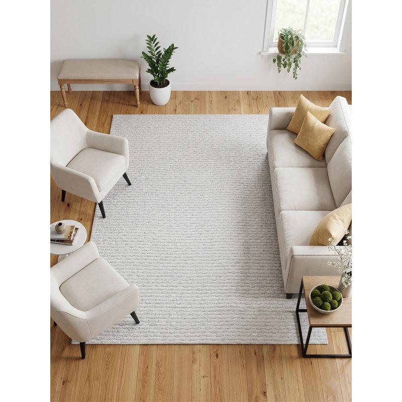 Yantra Stripes Area Rug in Silver, Rectangle 10' x 14'