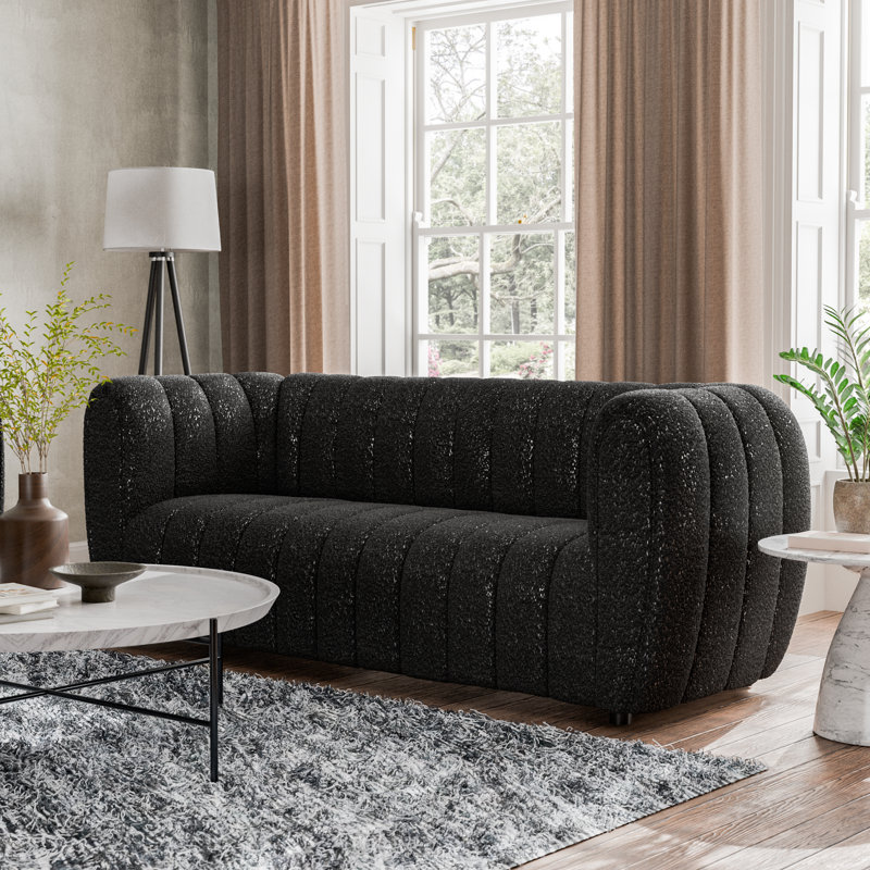 Celal Upholstered 63'' Loveseat, Black 100% Polyester, 31.5” H x 82.5” L x 34.5” W