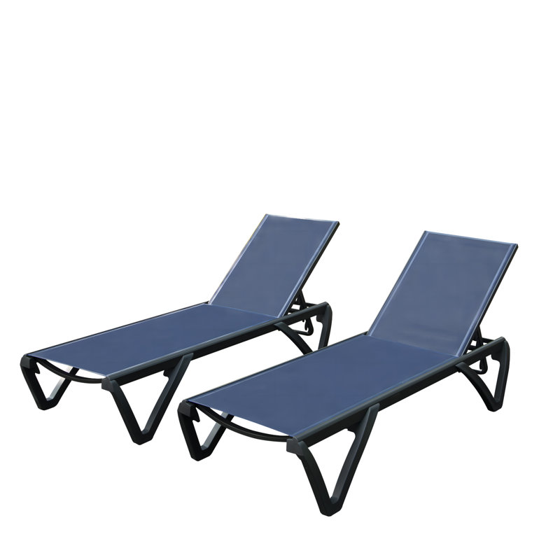 Méridienne d'extérieur, méridienne en aluminium et plastique 2 pièces avec dossier réglable à 5 positions et roulettes, fauteuil inclinable pour patio