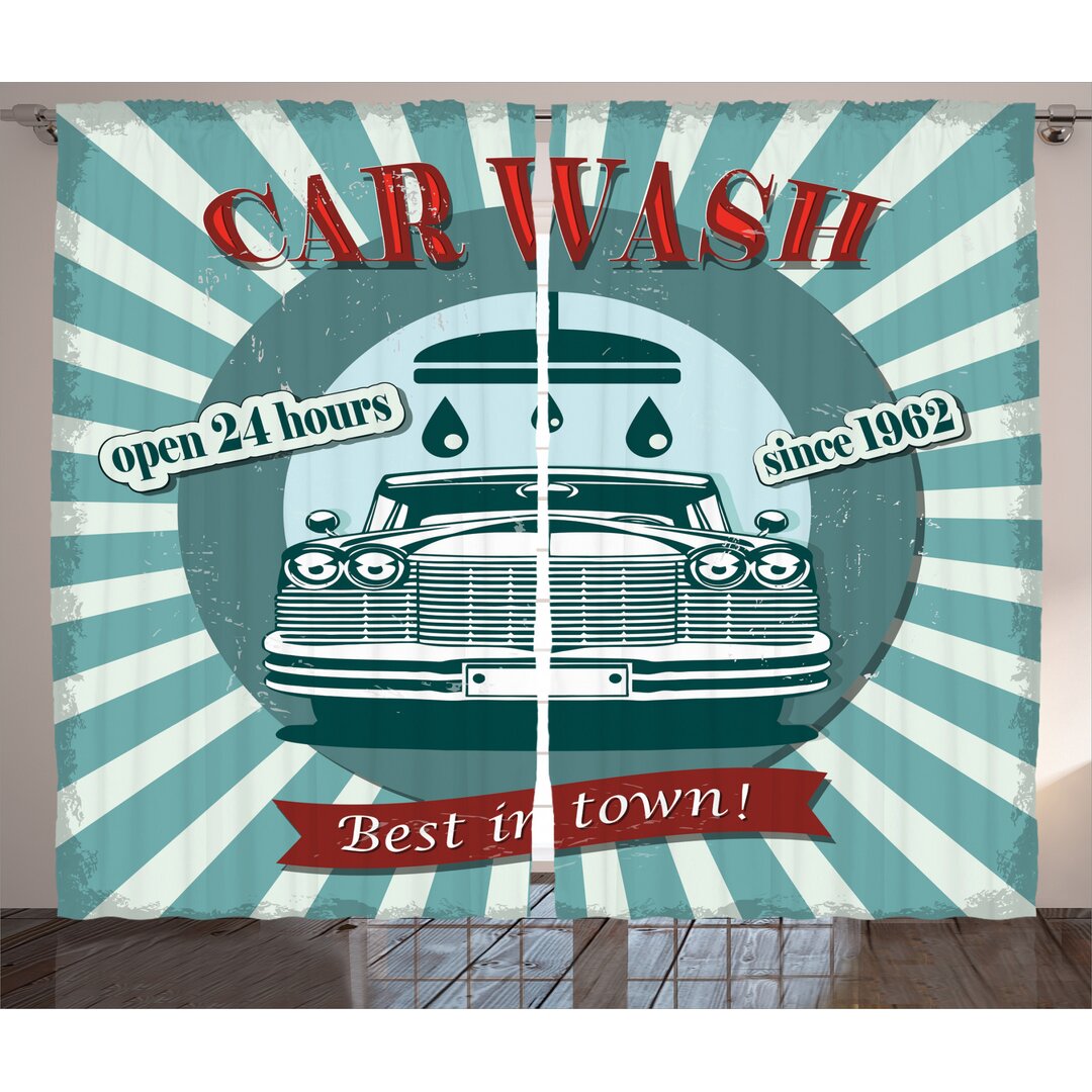 Rustikaler Vorhang, Car Wash Sign Gewerbe, Retro, Red Teal