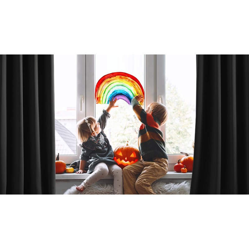 Room Darkening Rod Pocket Thermal Insulated Blackout Curtains (Set of 4), 42" W x 63" L, Black