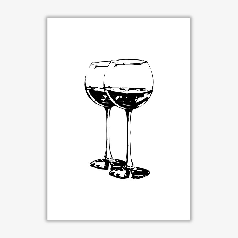 Black Wine Glasses - Print, No Frame, 30 cm H x 21 cm W x 1 cm D