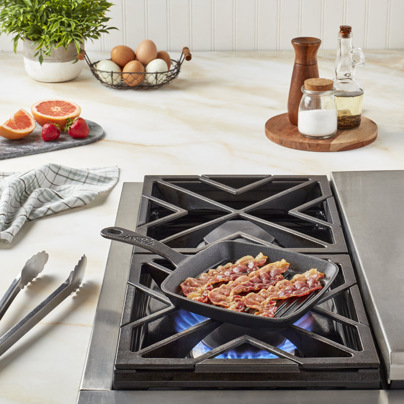 Mason Craft & More Cast Iron Square Grill Pan, 1" H x 6.5" W x 6.5" D
