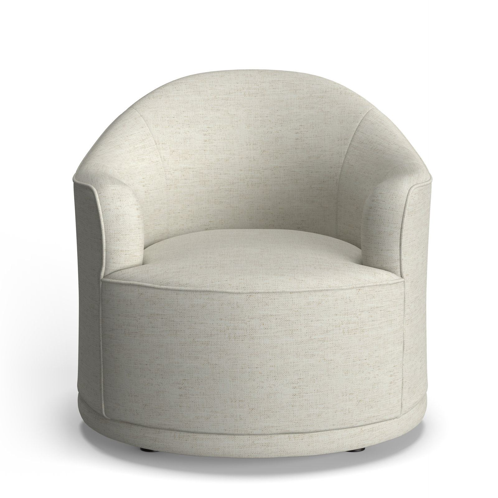 Upholstered Swivel Barrel Chair, Nomad Snow Crypton Performance Chenille