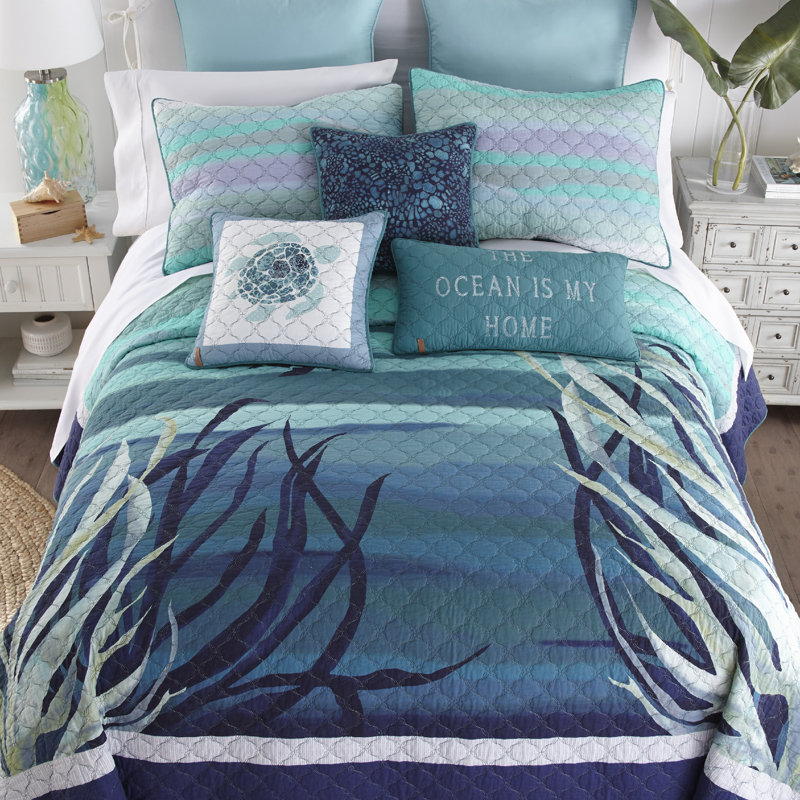 Summer Surf Quilted Throw Pillow