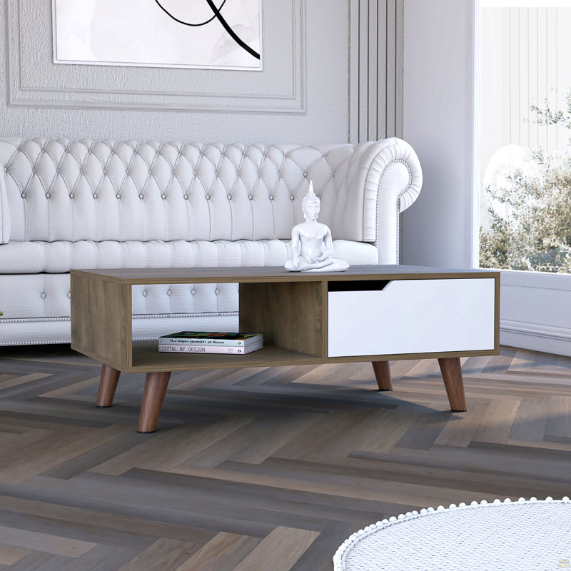 Table basse 2.0, un tiroir, quatre pieds