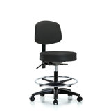 Monserrat Backed Adjustable Height Ergonomic Lab Stool with Footring Pedestal Base