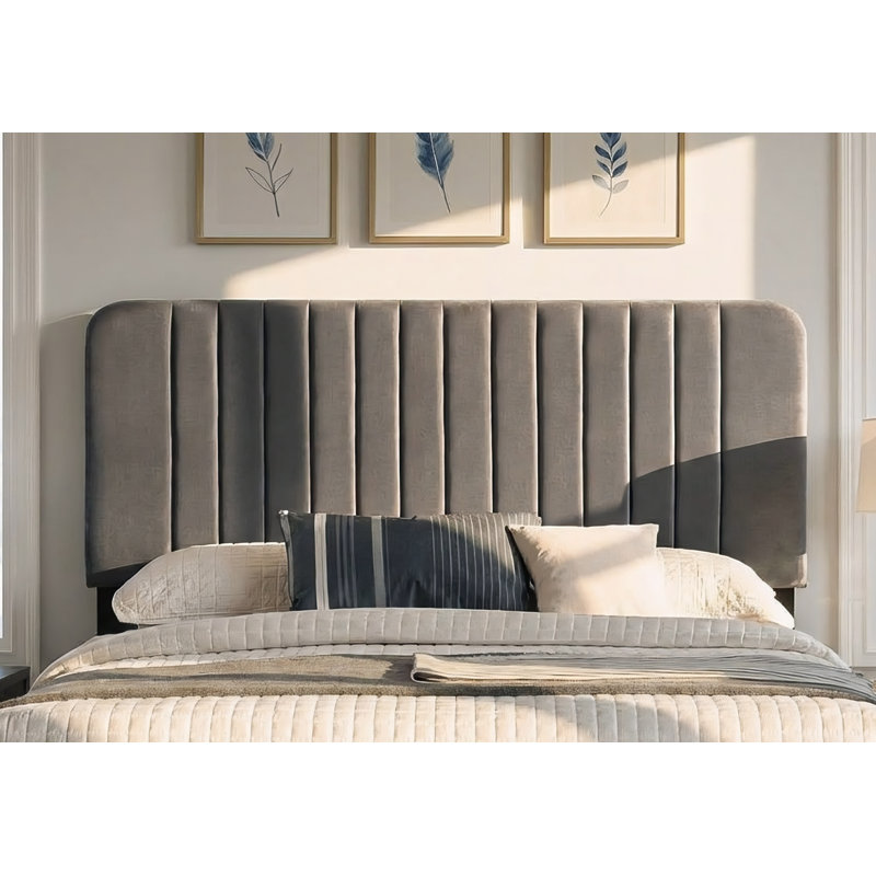 Ensemble de lit double en velours Valletta, Double, Gris
