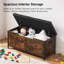 Storage Chest, Wooden Storage Trunk With Metal Frame, Entryway Shoes Bench With Cushio