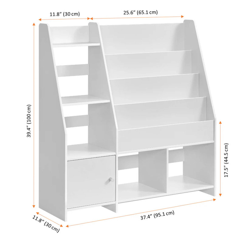 Alleisha 39.4'' H X 37.4'' W Book Display, White
