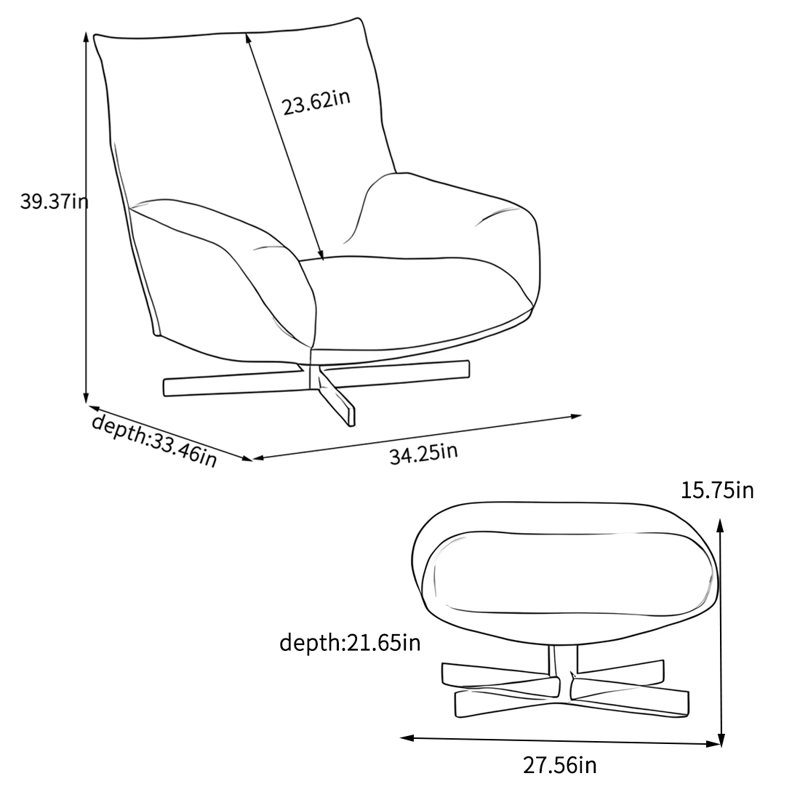 Adjustable Back Feather-Filled Chair, Black