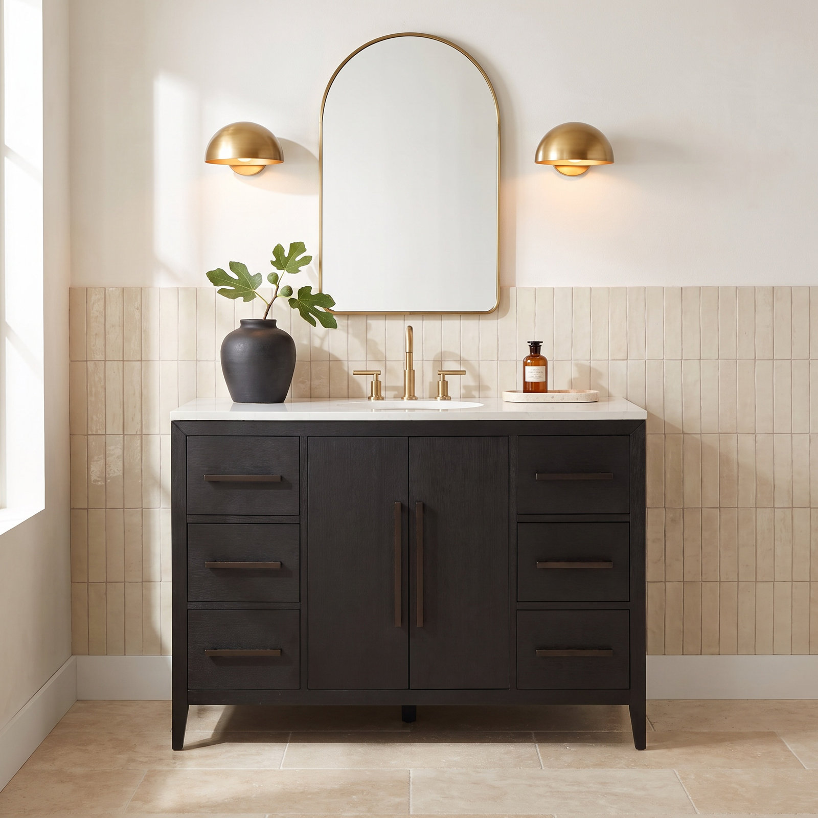 Alsup 48'' Single Bathroom Vanity, Dark Weathered Oak