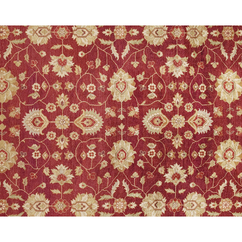 Wool Oriental Area Rug in Red/Beige/Ivory, Rectangle 8' x 10'