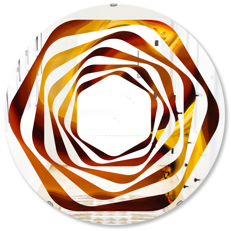 Miroir mural moderne sans cadre, H 23,6 po x l 23,6 po, Tranche de tourbillon d'agate Whirl
