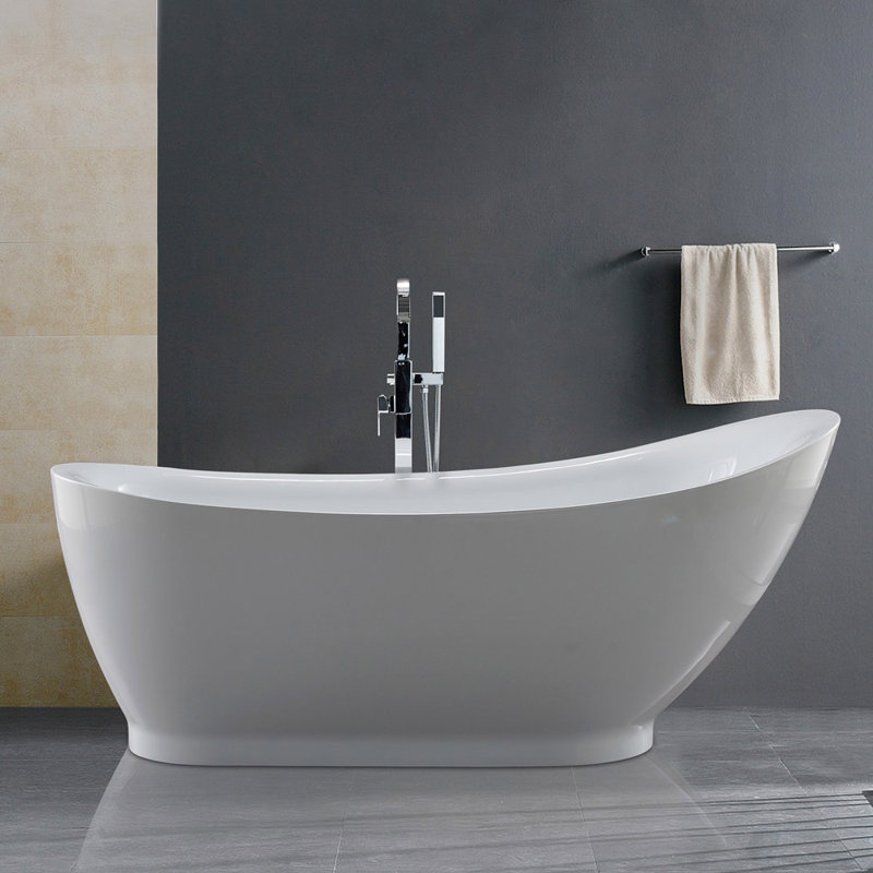 Jamison 71'' x 33.5'' Soaking Acrylic Bathtub, Brushed Nickel