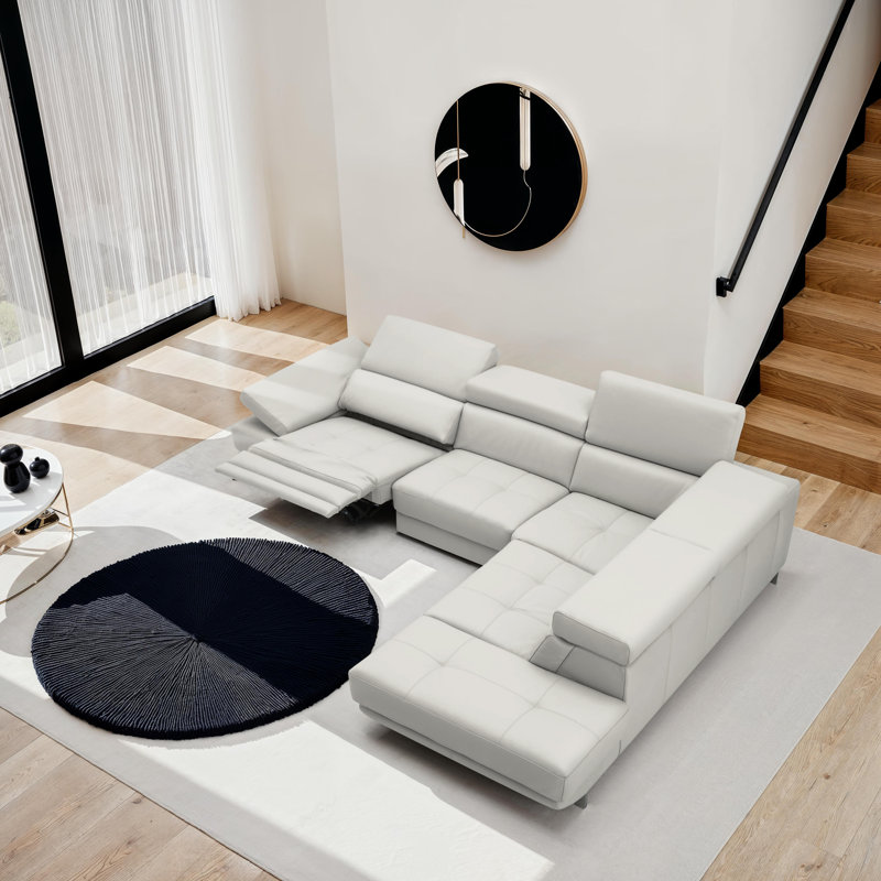 Canapé modulaire en cuir 2 pièces Cartagena, Gris argenté Gris argenté, Orienté à droite
