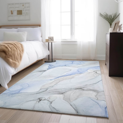 Premium Machine Washable Cerrito AMF515 Blue Rug