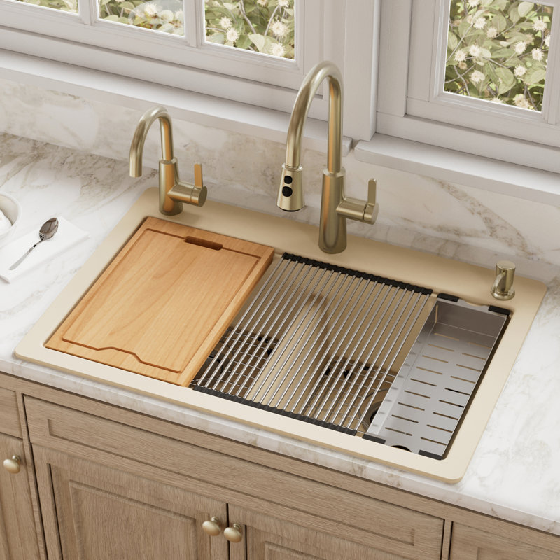 Évier de cuisine à quartz 33 L, Bisque