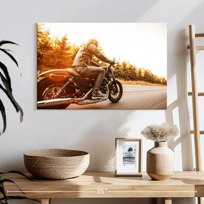 Mehar Man Riding A Motorcycle, 16" H x 24" W
