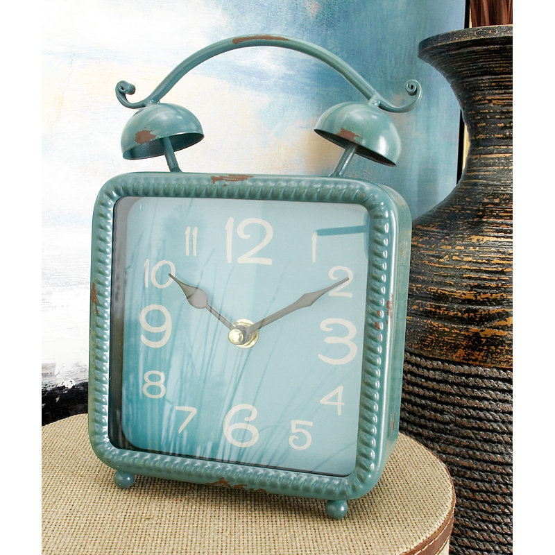 Eclectic Analog Metal Tabletop Clock in