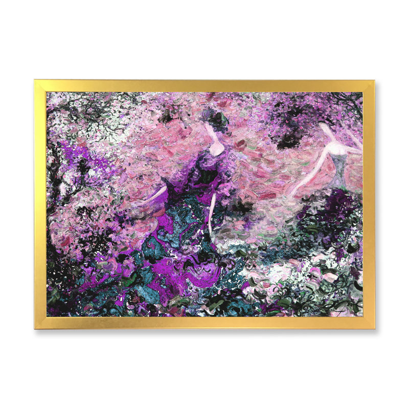 Marble Art Waves In Mauve II - reproduction de cadre flottant sur toile, H 24 po x l 36 po x P 1 po, Cadre doré