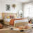 wooden platform bed frame-512729041