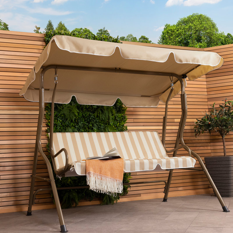 Ari 2 Person Porch Swing with Canopy, 154cm H x 173cm W x 112cm D, Brown, Brown