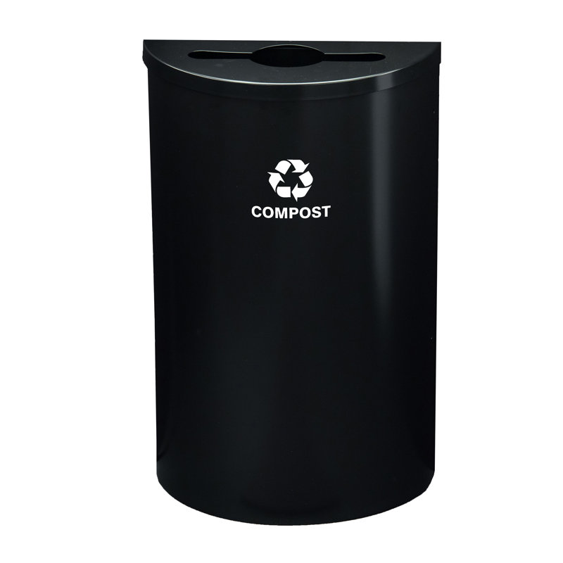 Steel Open Kitchen Trash Can, Black, 14, 30" H x 18" W x 9" D