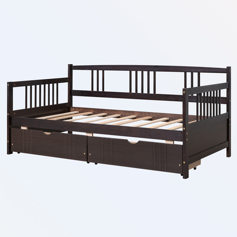Daybed with 2 Drawer, Black, Full/Double
