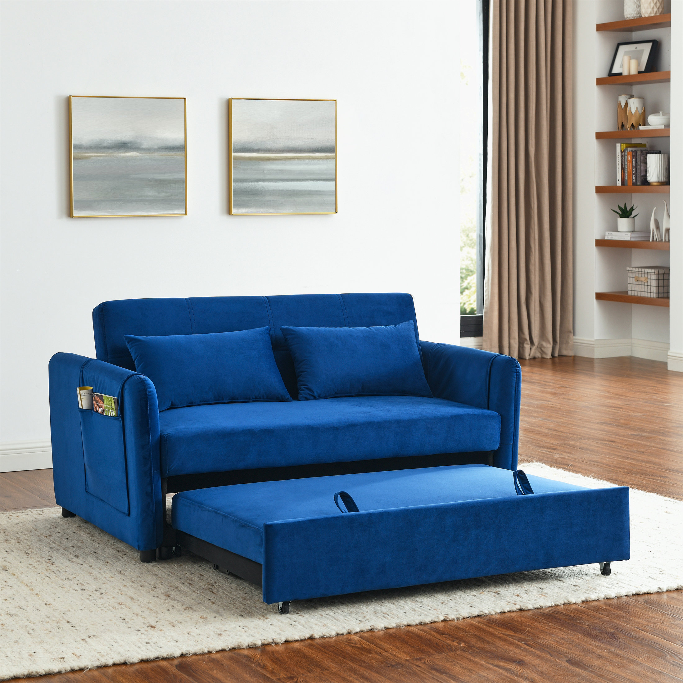 Latitude Run 54 Velvet Round Arm Sofa Bed Wayfair