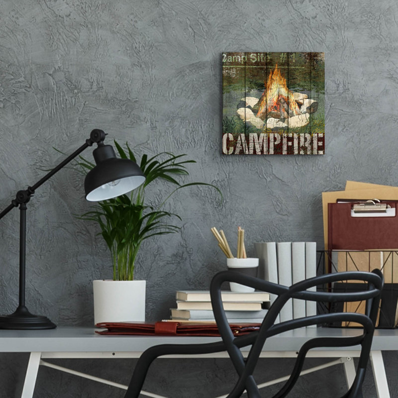  «Open Season Campfire» par Art Licensing Studio, art mural en verre acrylique, 12 po x 12 po