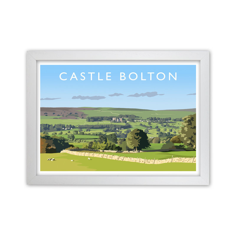 Castle Bolton by Richard O'Neill - Print, 64cm H x 88cm W x 3cm D, White Framed