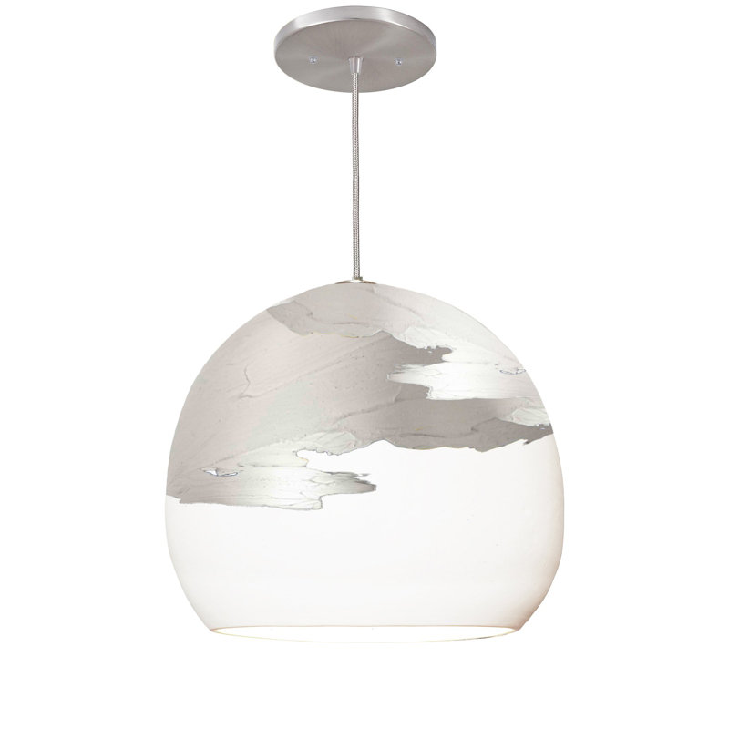 Luminaire suspendu sphère 1 lumière Ombre, Argent, Blanc mat / argent, Non